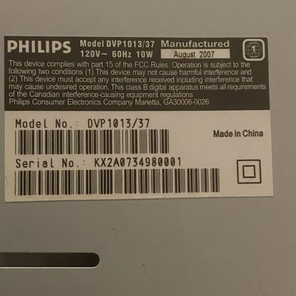 PHILIPS DVD PLAYER DVP1013 with Remote And Cord